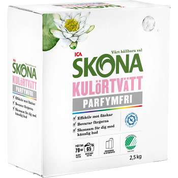 Tvättmedel Kulörtvätt Parfymfri 2,5kg ICA Skona