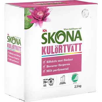 Tvättmedel Kulörtvätt Morgonsol 2,5kg Miljömärkt ICA Skona