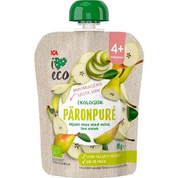 Mellanmål Barn Päronpuré 4+mån 90g ICA I lov eco