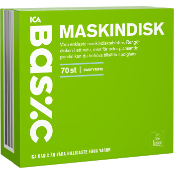 Maskindisktabletter 70-p Miljömärkt ICA basic