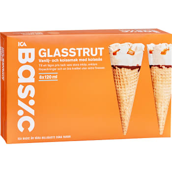 Glasstrut med vanilj- och kolassmak med kolasås 8-p 120ml ICA Basic