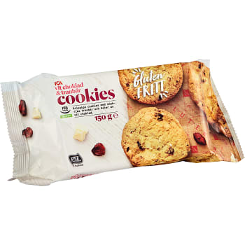 Cookie Tranbär & Vit Choklad Glutenfri 150g ICA