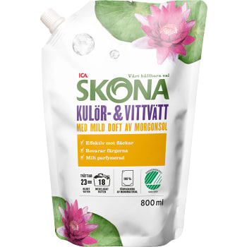 Tvättmedel Flytande Refill Morgonsol 800ml Miljömärkt ICA Skona