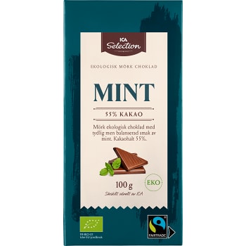 Chokladkaka Mint Mörk Choklad 55% 100g ICA Selection