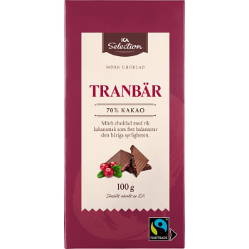 Choklad Tranbär 70% 100g ICA Selection