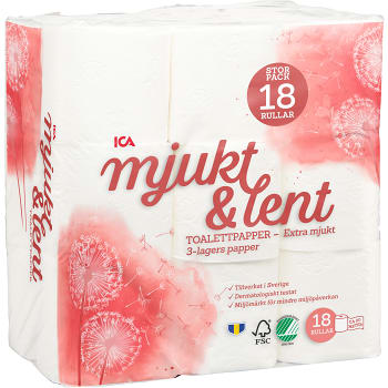 Toalettpapper Mjukt &amp; Lent 18-p ICA