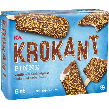 Vanilj- och chokladglass Krokantpinne 6-p ICA