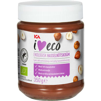 Hasselnötskräm Solrosolja 350g ICA I love eco