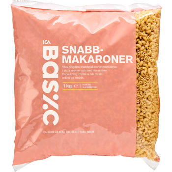 Snabbmakaroner 1kg ICA Basic
