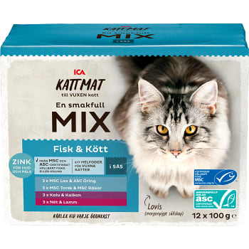 Kattmat Fisk &amp; Kött i sås 12-p ICA