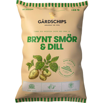 Potatischips Brynt Smör &amp; Dill 150g Gårdschips