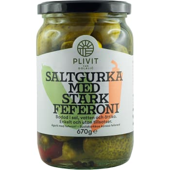 Saltgurka med feferoni 670g Plivit