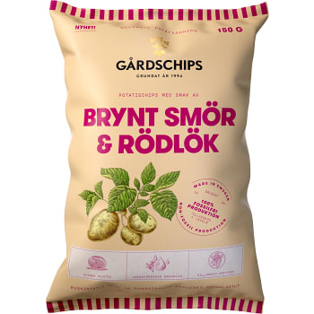 Potatischips Brynt smör &amp; rödlök 150g Gårdschips