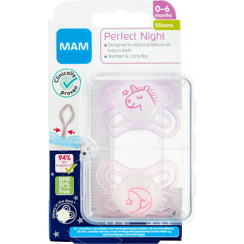 Napp Perfect Night Silikon 0-6mån 2-p MAM