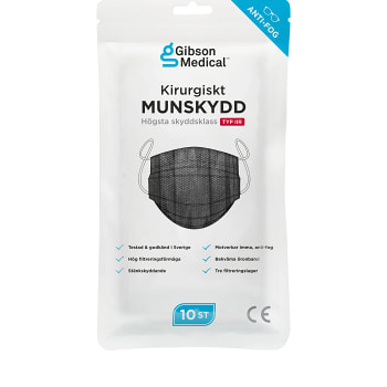 Munskydd Kirurgiskt IIR svart 10-p Gibson Medical