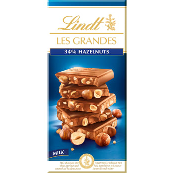 Chokladkaka LES GRANDES Mjölkchoklad Hasselnöt 150g Lindt