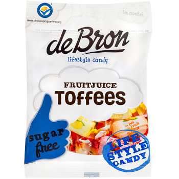Fruitjuice Toffees Sockerfri 90g De Bron