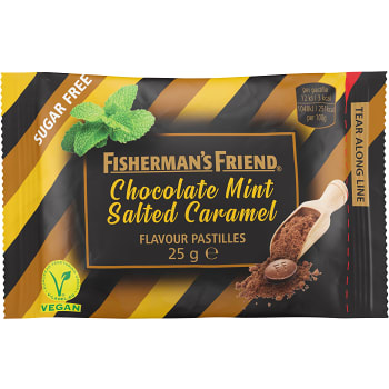 Halstabletter Chocolate Mint Salted Caramel 25g Fishermans