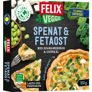 Färdigmat Paj Veggie Spenat &amp; fetaost Fryst 210g Felix
