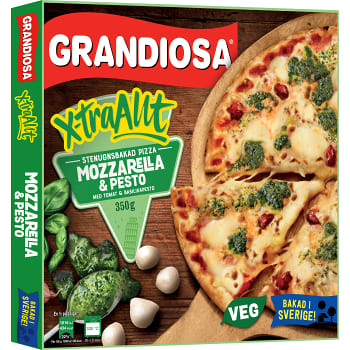 Pizza Stenugnsbakad X-tra Allt Mozzarella &amp; Pesto 350g Grandiosa