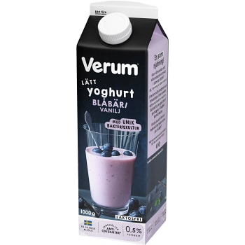 Lätt yoghurt Blåbär Vanilj 0,5% Laktosfri 1000g Verum