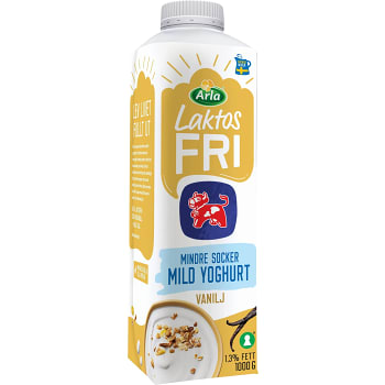Mild Vaniljyoghurt 1,3% Lättsockrad Laktosfri 1000g Arla Ko®