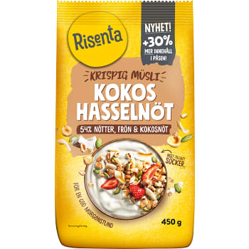 Krispig Müsli Kokos Hasselnöt 450 g Risenta
