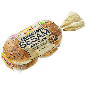 Hamburgerbröd Double Sesam 4-p 320g Korvbrödsbagarn