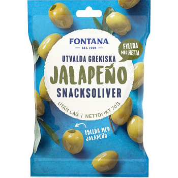 Snacksoliver Jalapeno Fyllda 70g Fontana