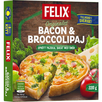 Bacon &amp; broccolipaj Fryst 220g Felix