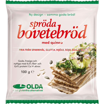  Bovetebröd Spröda med Quinoa Glutenfri 100g Olda