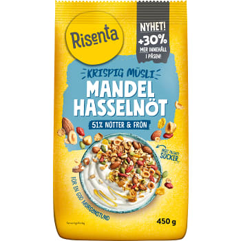 Krispig Müsli Mandel Hasselnöt 450 g Risenta