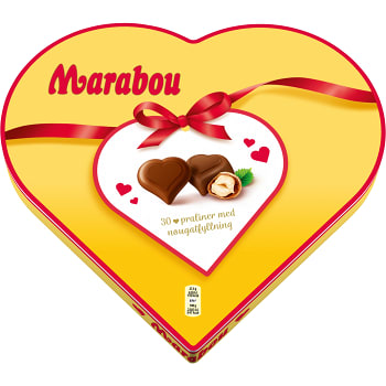 Pralin Hjärta Hasselnötsfyllning 30-p 165g Marabou