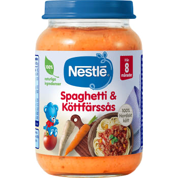 Barnmat Spaghetti & Köttfärssås 8 mån 190g Nestle