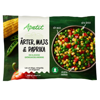 Ärter, Majs & Paprika 600g Apetit