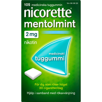 Nicorette Mentolmint Medicinskt tuggummi 2mg 105-p