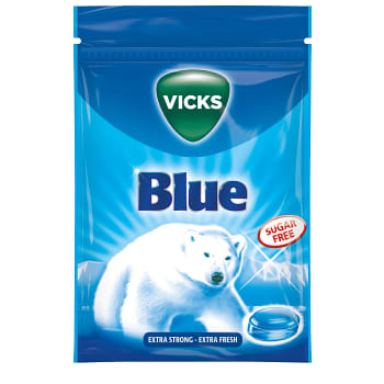 Halstablett Blue Extra Strong sockerfri 72g Vicks
