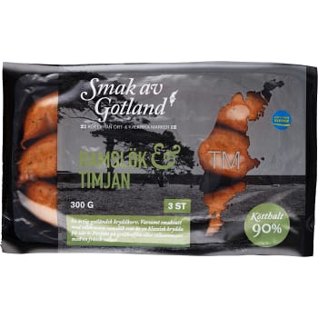 Kryddkorv Ramslök &amp; Timjan 90% Kötthalt 3p 300g Smak av Gotland