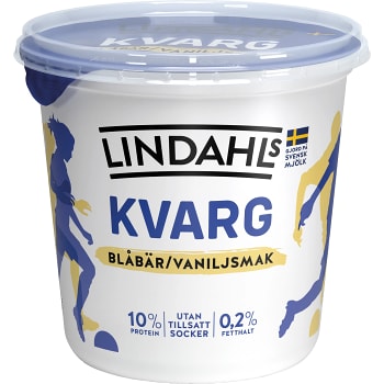Kvarg Blåbär &amp; vanilj 0,2% 900g Lindahls