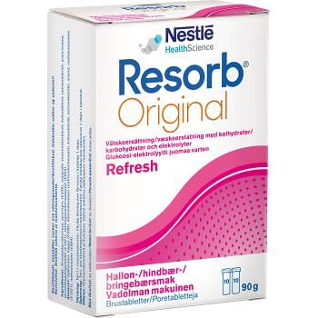 Vätskeersättning med hallonsmak 2-p 20st 90g Resorb