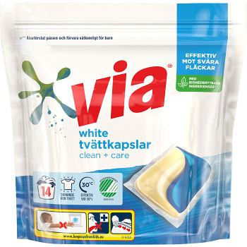 Tvättkapslar Vittvätt 14-p Miljömärkt Via