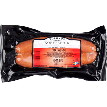 Bratwurst 85% Kötthalt 240g Sorunda Korvfabrik