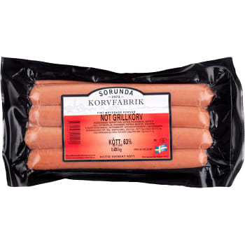 Nöt Grillkorv 63% Kötthalt 480g Sorunda Korvfabrik