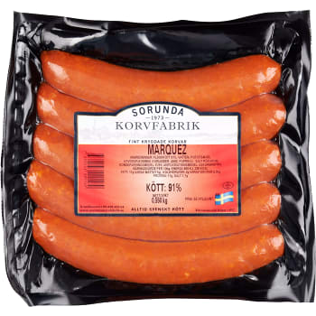 Marquez 91% Kötthalt 550g Sorunda Korvfabrik