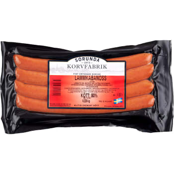 Lammkabanoss 80% Kötthalt 220g Sorunda Korvfabrik