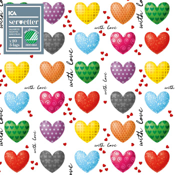 Servett Heart 33cm 20-p ICA