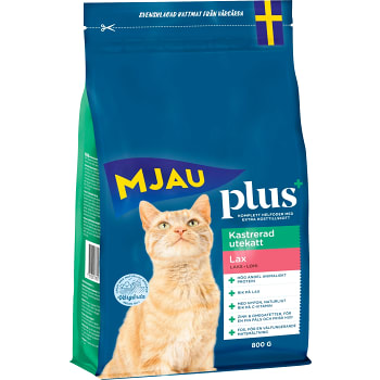 Torrfoder plus+ kastrerad utekatt Lax 800g Mjau