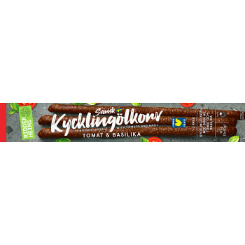 Kycklingölkorv Tomat &amp; Basilika 120g Ridderheims