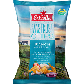 Västkustchips Ranch &amp; Gräddfil 180g Estrella