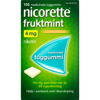 Nicorette Fruktmint Medicinskt tuggummi 4mg 105-p